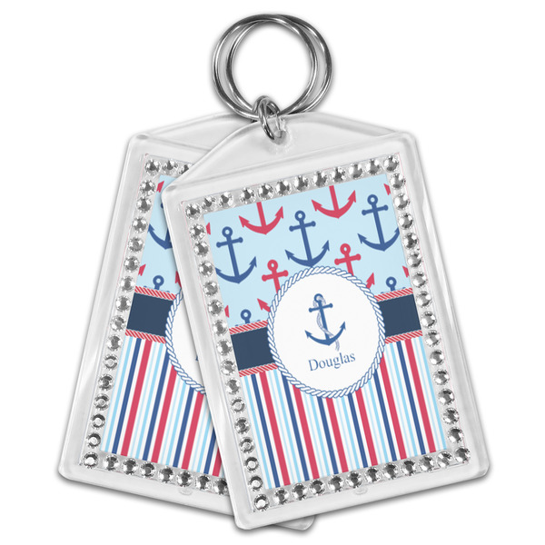 Anchors & Stripes Bling Keychain - MAIN