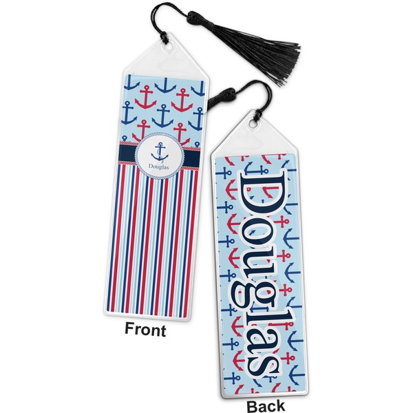 Anchors & Stripes Bookmark with tassel - Front and Back