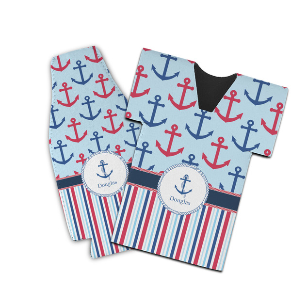 Custom Anchors & Stripes Bottle Cooler (Personalized)