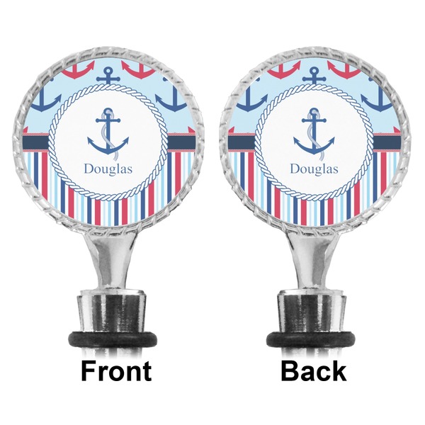 Anchors & Stripes Bottle Stopper - Front and Back