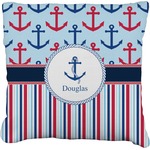 Anchors & Stripes Faux-Linen Throw Pillow 18" (Personalized)
