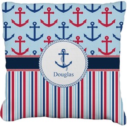 Anchors & Stripes Faux-Linen Throw Pillow 26" (Personalized)