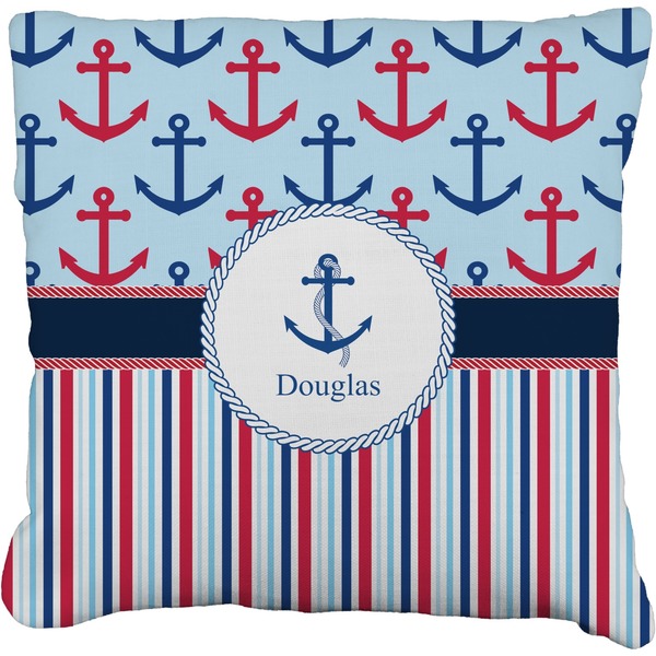Custom Anchors & Stripes Faux-Linen Throw Pillow 26" (Personalized)