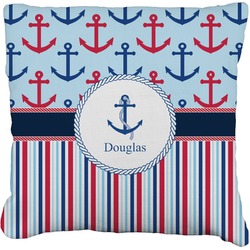Anchors & Stripes Faux-Linen Throw Pillow (Personalized)