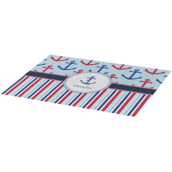Anchors & Stripes Burlap Placemat (Angle View)