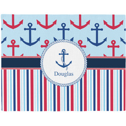 Anchors & Stripes Woven Fabric Placemat - Twill w/ Name or Text