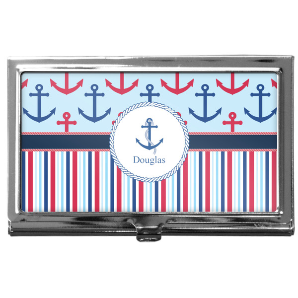 Custom Anchors & Stripes Business Card Case