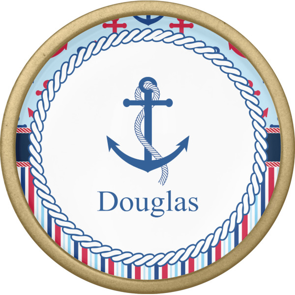 Anchors & Stripes Cabinet Knob - Gold - Front