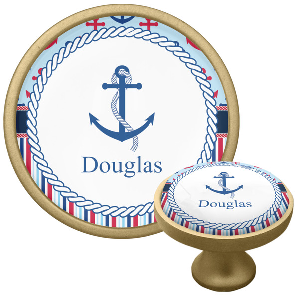 Custom Anchors & Stripes Cabinet Knob - Gold (Personalized)