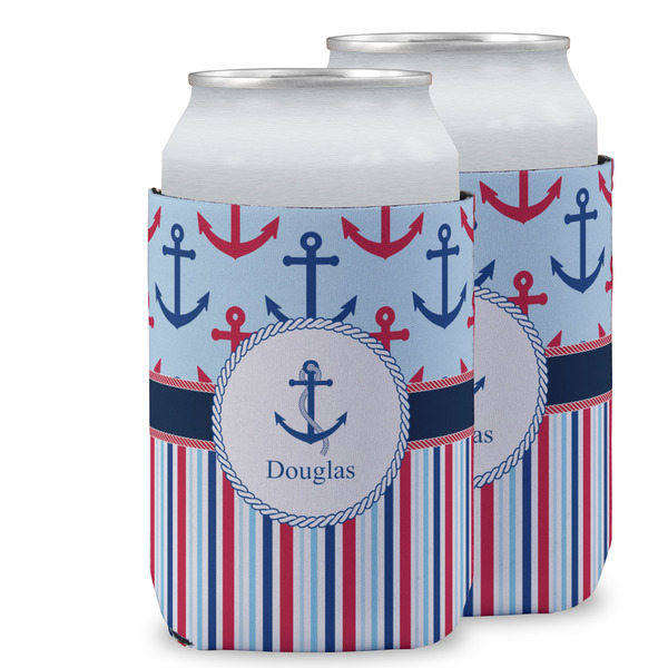 Custom Anchors & Stripes Can Cooler (12 oz) w/ Name or Text