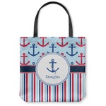Anchors & Stripes Canvas Tote Bag - Small - 13"x13" (Personalized)