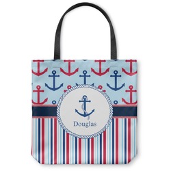 Anchors & Stripes Canvas Tote Bag - Medium - 16"x16" (Personalized)