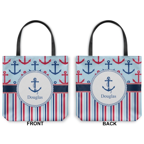 Anchors & Stripes Canvas Tote - Front and Back