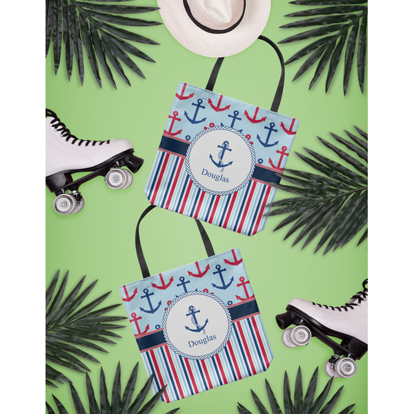 Anchors & Stripes Canvas Tote Lifestyle Front and Back