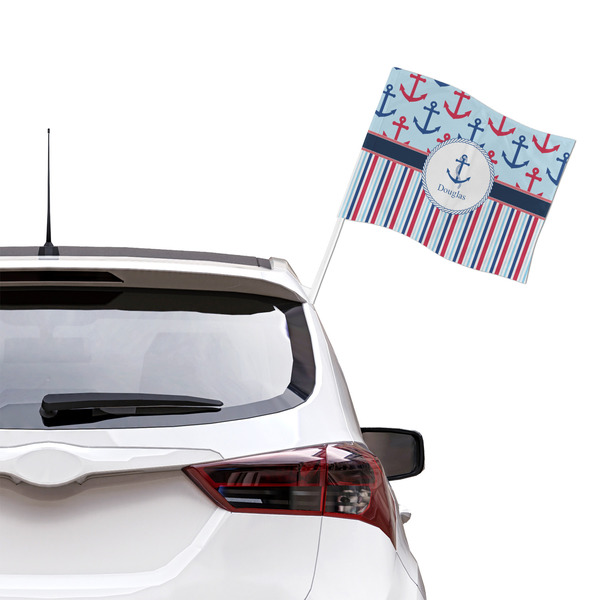 Anchors & Stripes Car Flag - Large - LIFESTYLE