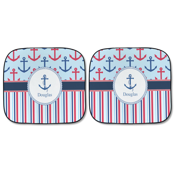Anchors & Stripes Car Sun Shades - FRONT