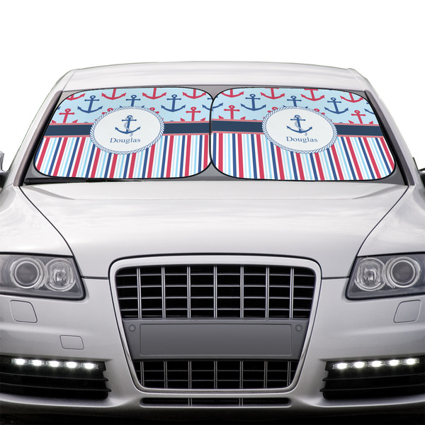 Anchors & Stripes Car Sun Shades - IN CONTEXT