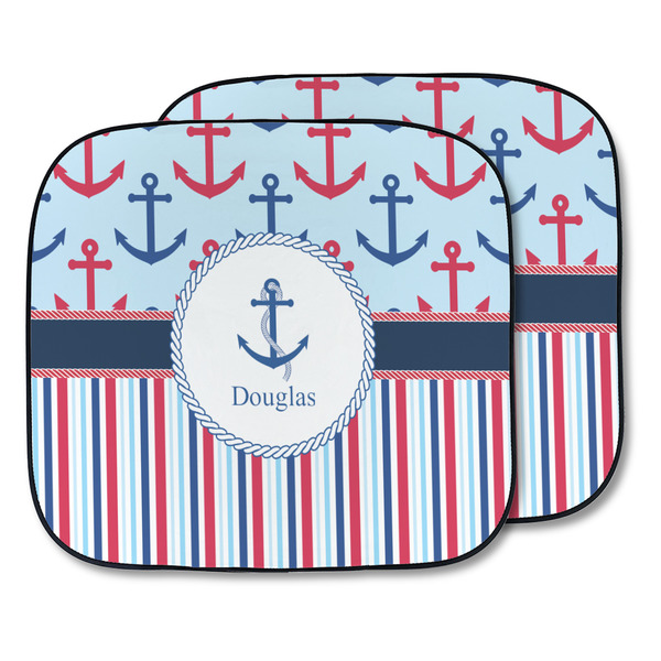 Custom Anchors & Stripes Car Sun Shade - Two Piece (Personalized)
