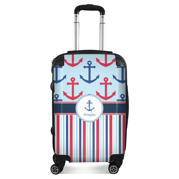 Custom Anchors & Stripes Suitcase - 20" Carry On (Personalized)