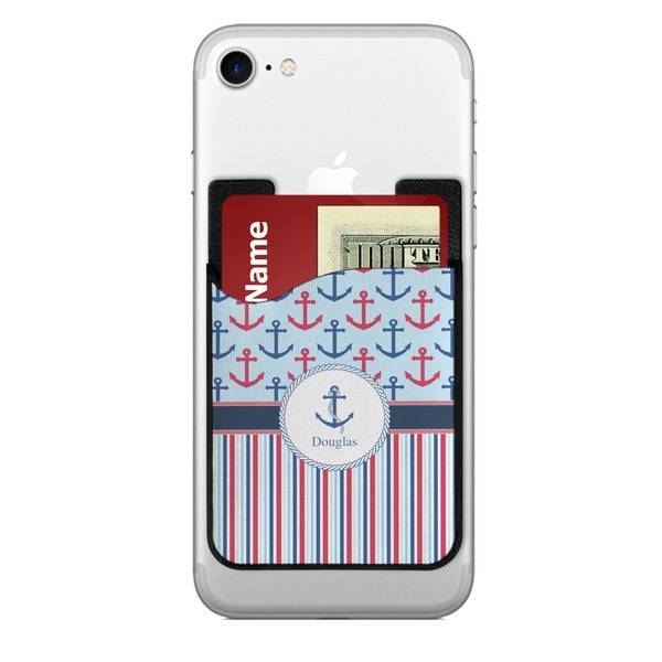 Custom Anchors & Stripes 2-in-1 Cell Phone Credit Card Holder & Screen Cleaner (Personalized)