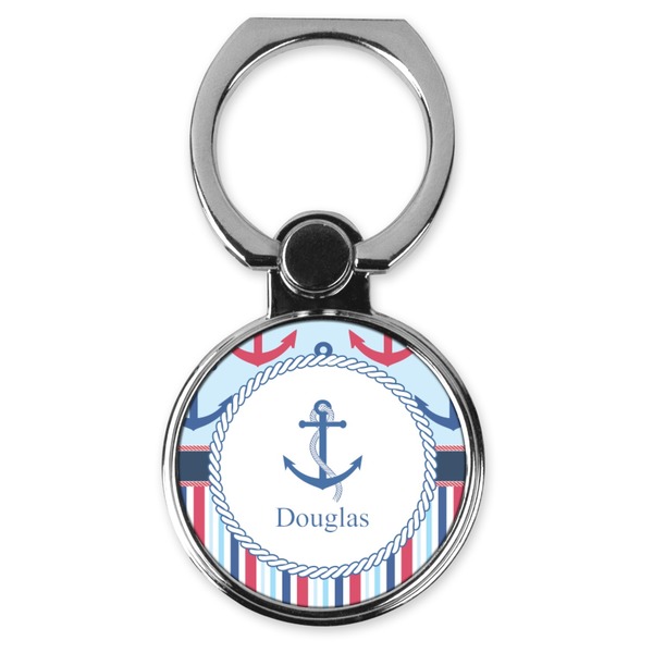 Custom Anchors & Stripes Cell Phone Ring Stand & Holder (Personalized)