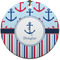 Anchors & Stripes Round Ceramic Ornament w/ Name or Text