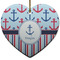 Anchors & Stripes Heart Ceramic Ornament w/ Name or Text