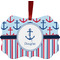 Anchors & Stripes Metal Frame Ornament - Double Sided w/ Name or Text