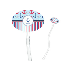 Anchors & Stripes 7" Oval Plastic Stir Sticks - Clear (Personalized)