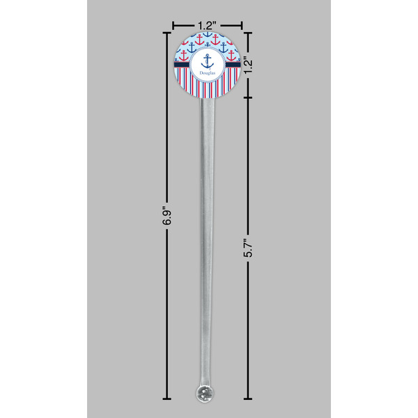 Anchors & Stripes Clear Plastic 7" Stir Stick - Round - Dimensions