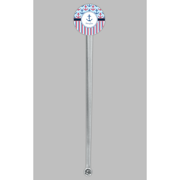Anchors & Stripes Clear Plastic 7" Stir Stick - Round - Single Stick