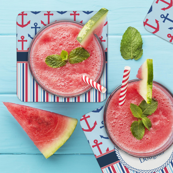 Anchors & Stripes Coaster Set - LIFESTYLE