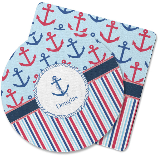 Custom Anchors & Stripes Rubber Backed Coaster (Personalized)