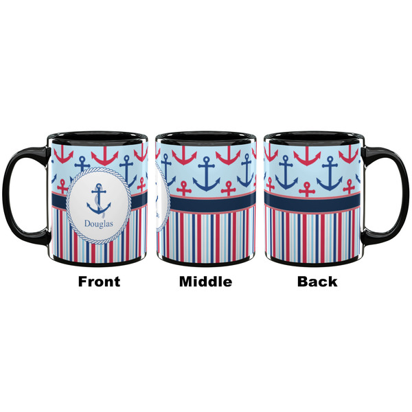 Anchors & Stripes Coffee Mug - 11 oz - Black APPROVAL
