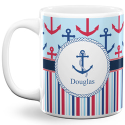 Anchors & Stripes 11 Oz Coffee Mug - White (Personalized)
