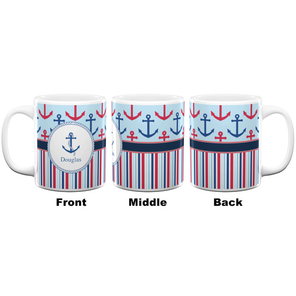 Anchors & Stripes Coffee Mug - 11 oz - White APPROVAL