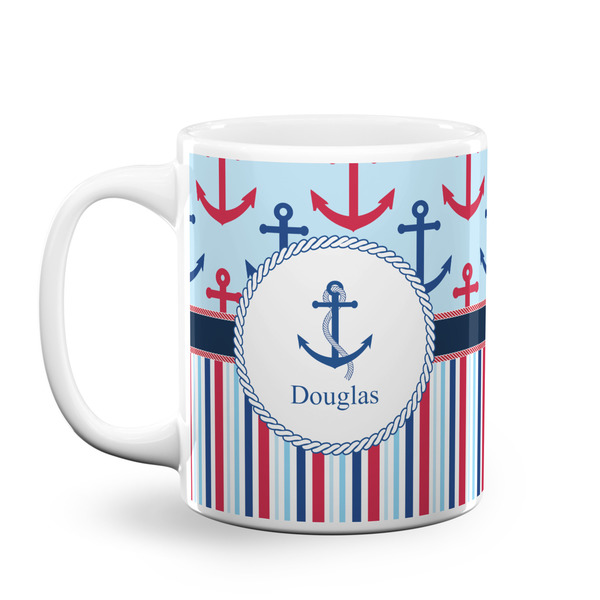 Custom Anchors & Stripes Coffee Mug (Personalized)