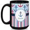 Anchors & Stripes 15 Oz Coffee Mug - Black (Personalized)
