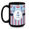 Anchors & Stripes Coffee Mug - 15 oz - Black