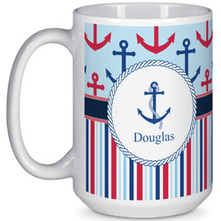 Anchors & Stripes 15 Oz Coffee Mug - White (Personalized)
