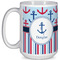 Anchors & Stripes 15 Oz Coffee Mug - White (Personalized)