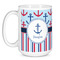 Anchors & Stripes Coffee Mug - 15 oz - White