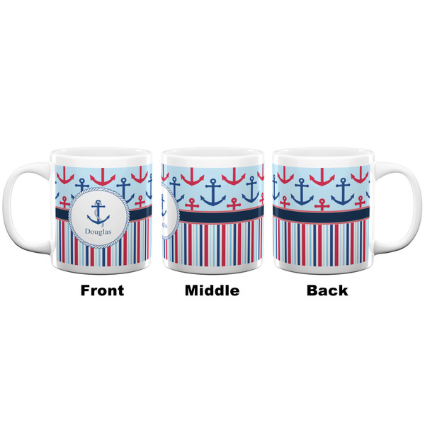 Anchors & Stripes Coffee Mug - 20 oz - White APPROVAL