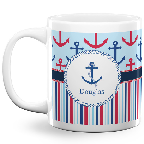 Custom Anchors & Stripes 20 Oz Coffee Mug - White (Personalized)