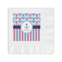 Anchors & Stripes Coined Cocktail Napkins (Personalized)