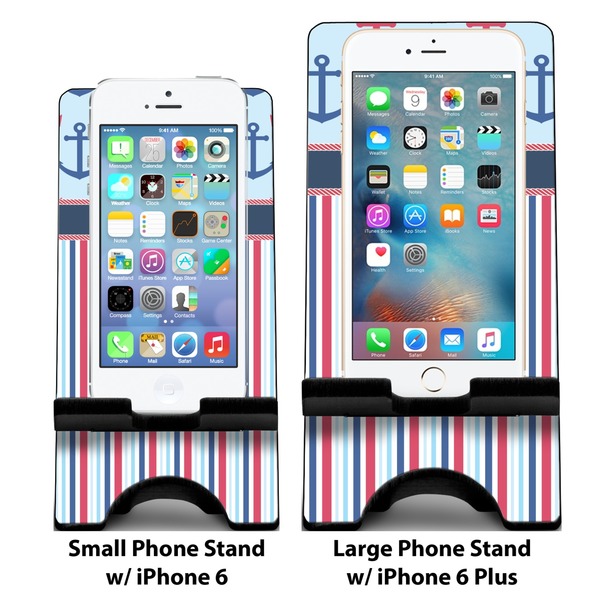 Anchors & Stripes Compare Phone Stand Sizes - with iPhones