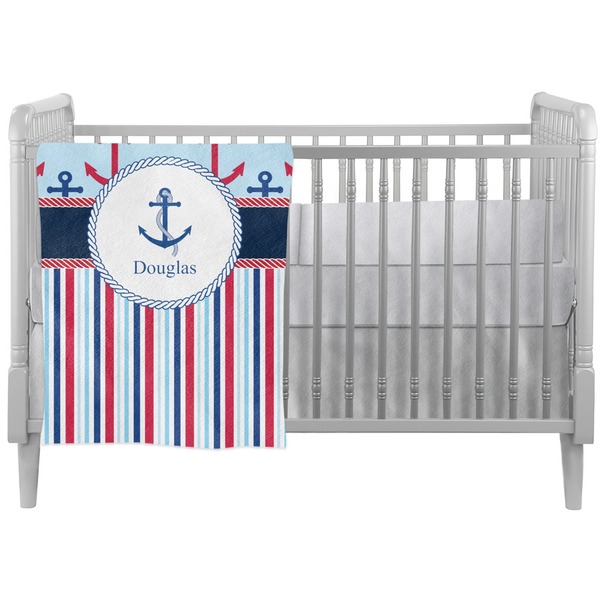 Custom Anchors & Stripes Crib Comforter / Quilt (Personalized)