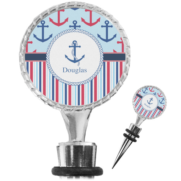 Custom Anchors & Stripes Wine Bottle Stopper (Personalized)