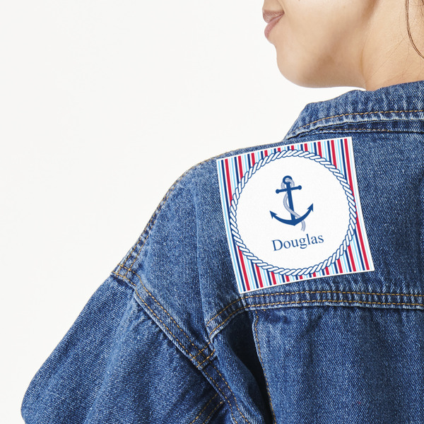 Custom Anchors & Stripes Twill Iron On Patch - Custom Shape (Personalized)