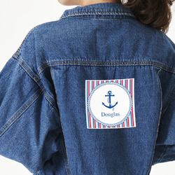 Anchors & Stripes Twill Iron On Patch - Custom Shape - X-Large (Personalized)